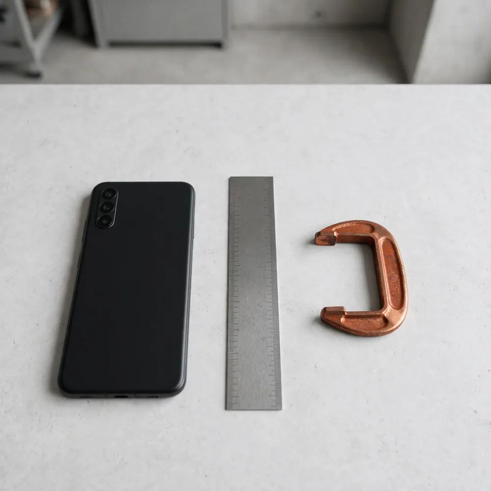 A phone on a workbench