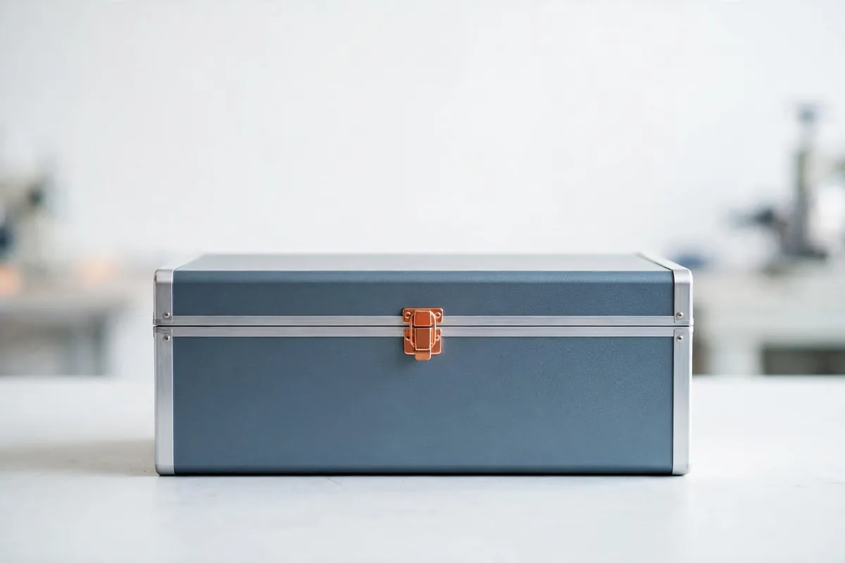A closed steel toolbox