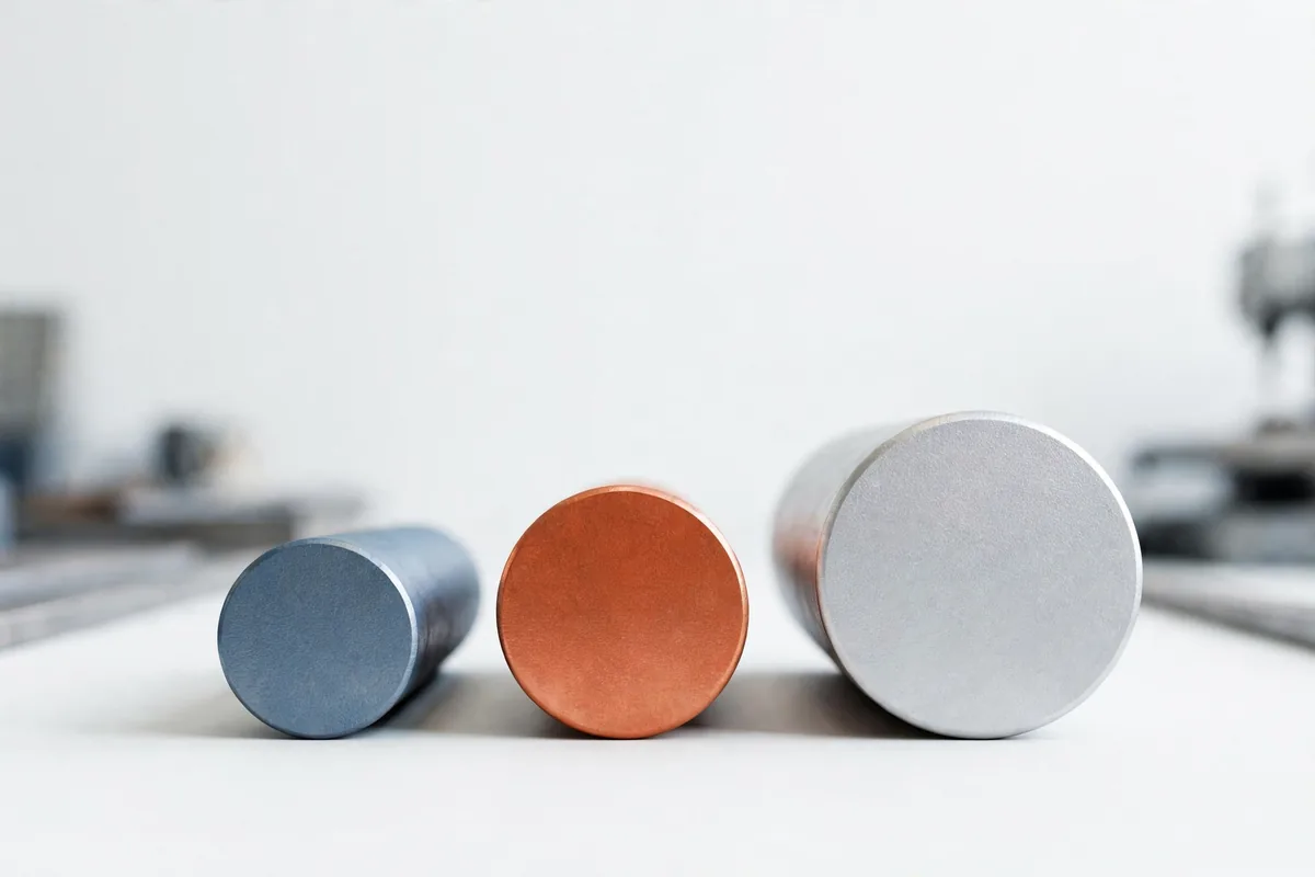 Three round bar ends of different sizes