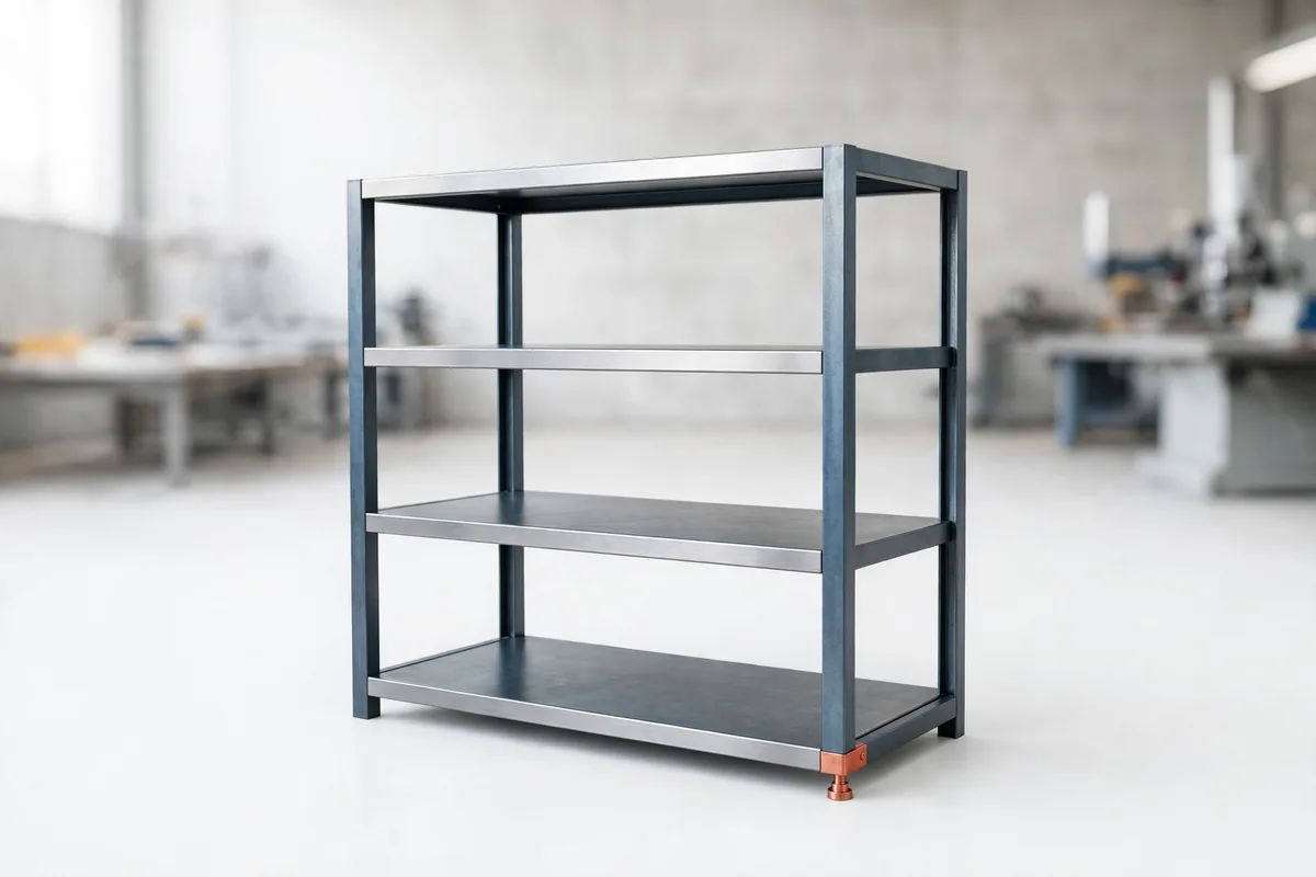 An empty steel shelf