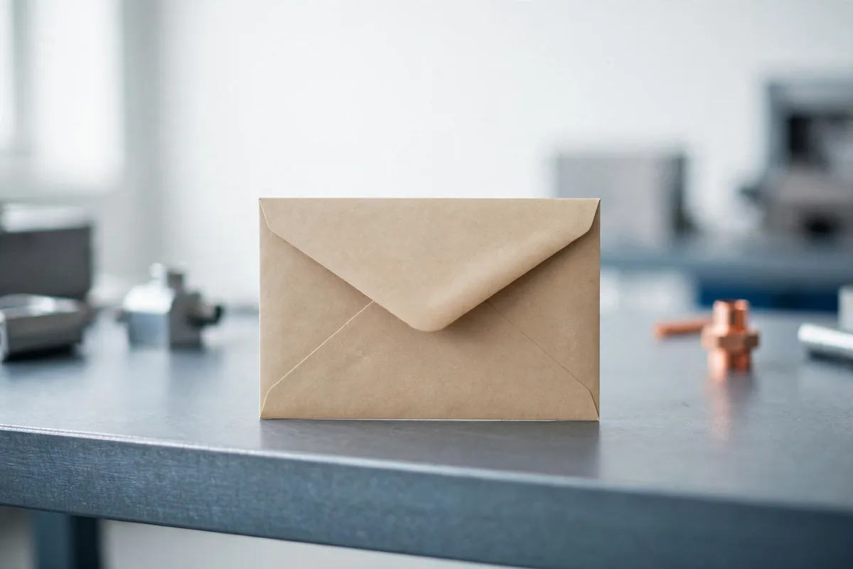 A sealed paper envelope on a bench